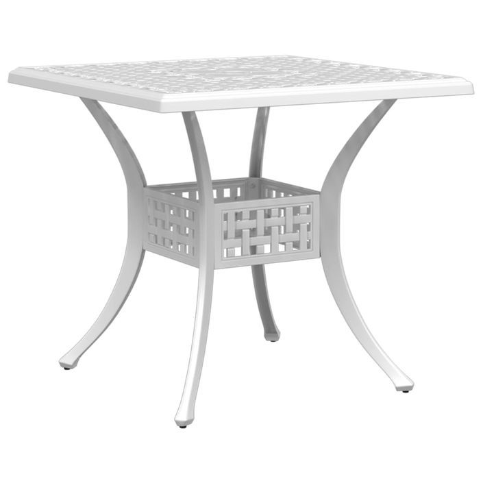 Table de jardin blanc 80x80x75 cm aluminium coulé - Photo n°1