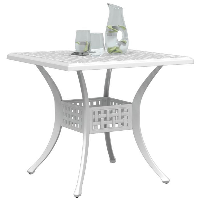 Table de jardin blanc 80x80x75 cm aluminium coulé - Photo n°4