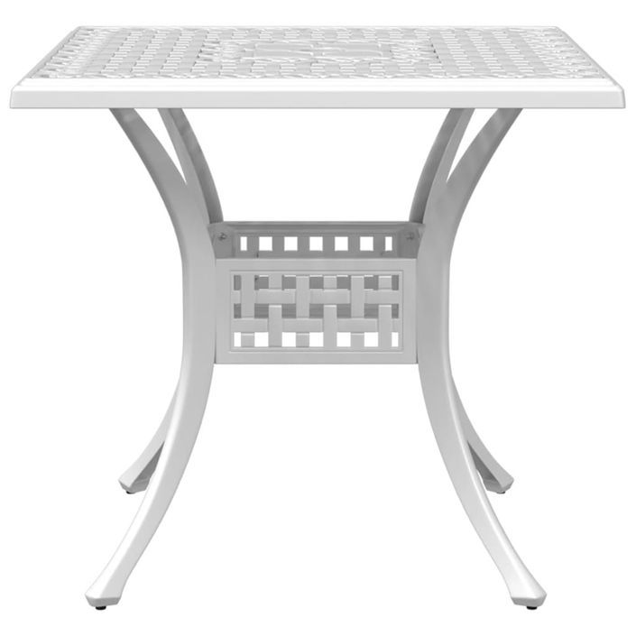 Table de jardin blanc 80x80x75 cm aluminium coulé - Photo n°5