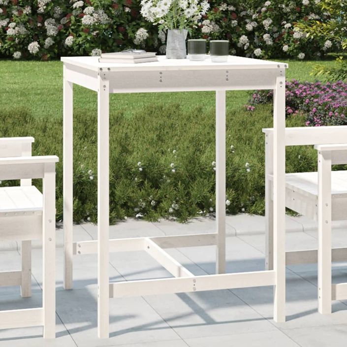 Table de jardin blanc 82,5x82,5x110 cm bois massif de pin - Photo n°2