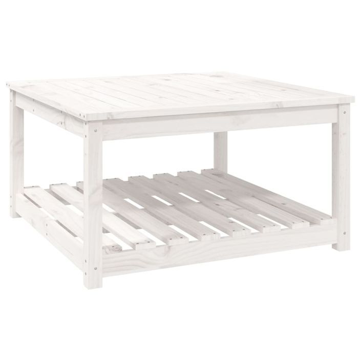 Table de jardin blanc 82,5x82,5x45 cm bois massif de pin - Photo n°1