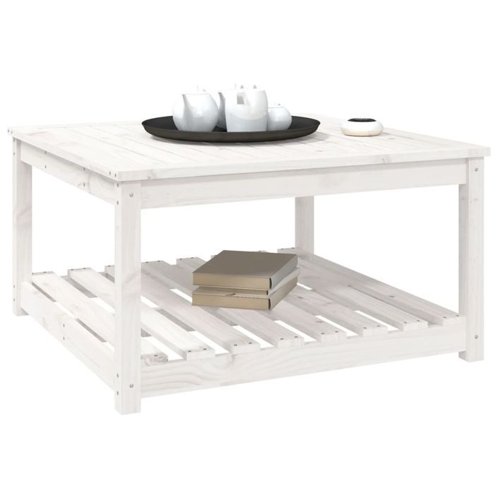 Table de jardin blanc 82,5x82,5x45 cm bois massif de pin - Photo n°4