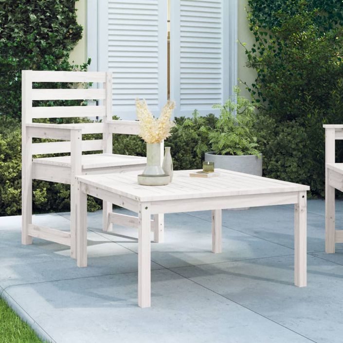 Table de jardin blanc 82,5x82,5x45 cm bois massif de pin - Photo n°2