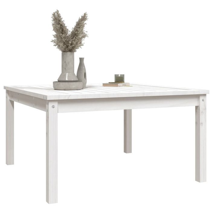 Table de jardin blanc 82,5x82,5x45 cm bois massif de pin - Photo n°4