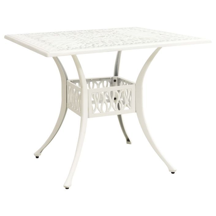 Table de jardin Blanc 90x90x73 cm Aluminium coulé - Photo n°1