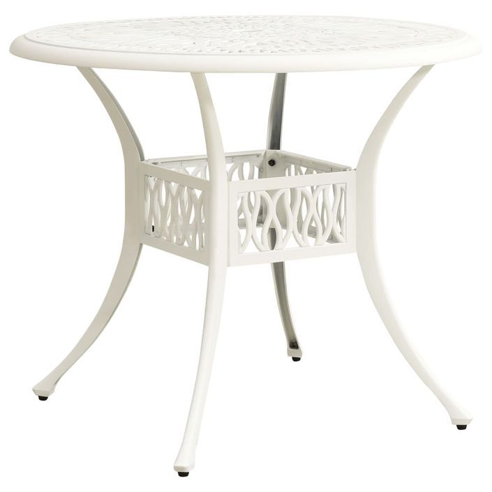 Table de jardin Blanc 90x90x74 cm Aluminium coulé - Photo n°1