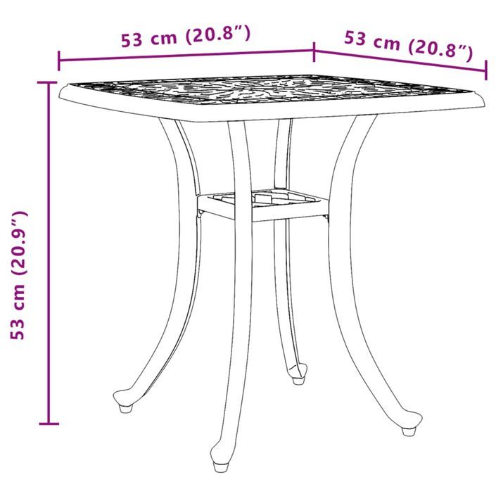 Table de jardin bronze 53x53x53 cm aluminium coulé - Photo n°11