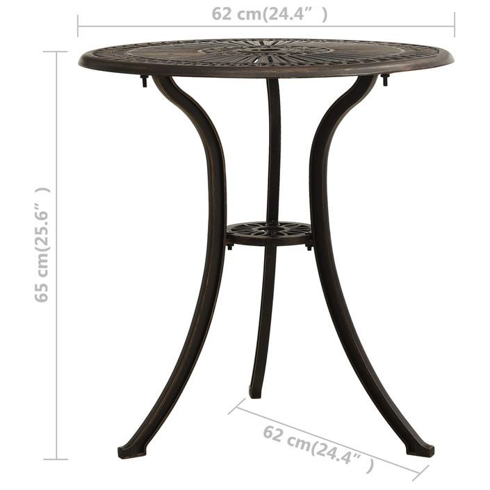 Table de jardin Bronze 62x62x65 cm Aluminium coulé - Photo n°6