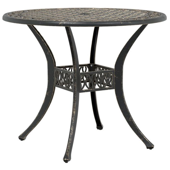 Table de jardin bronze Ø90x75 cm aluminium coulé - Photo n°7