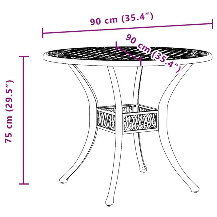 Table de jardin bronze Ø90x75 cm aluminium coulé - Photo n°11