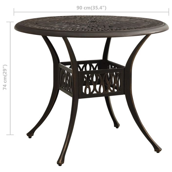 Table de jardin Bronze 90x90x74 cm Aluminium coulé - Photo n°6