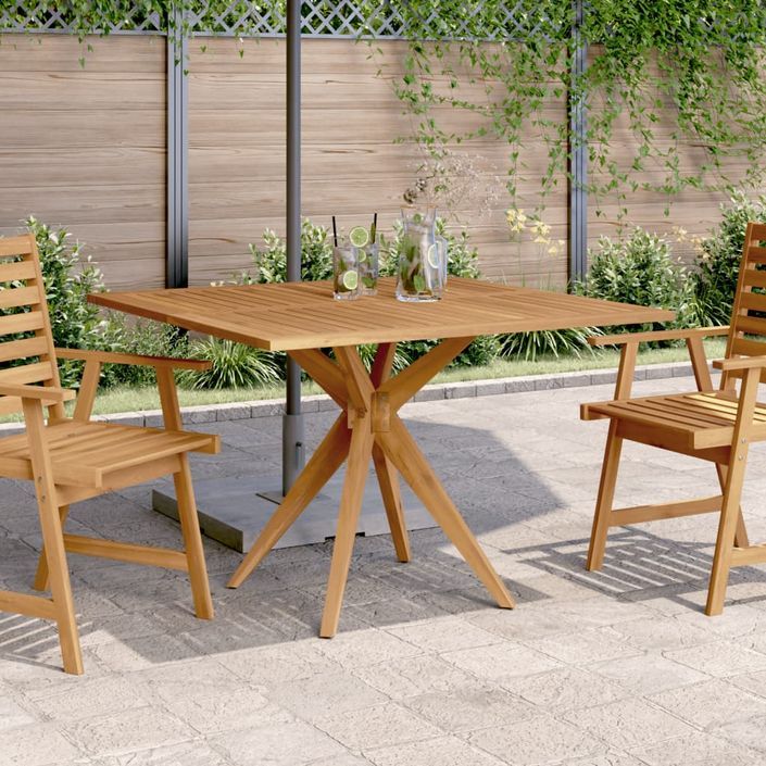 Table de jardin carrée 110x110x75 cm bois d'acacia solide - Photo n°1