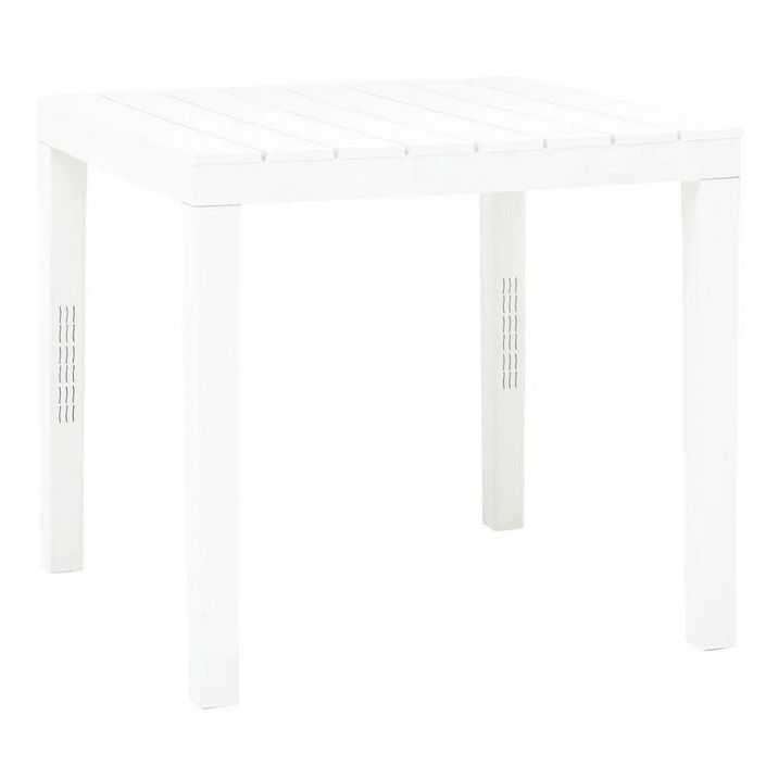 Table de jardin carrée plastique blanc Komed - Photo n°1