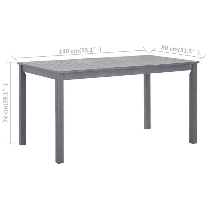 Table de jardin Délavage gris 140x80x74 cm Bois d'acacia massif - Photo n°6