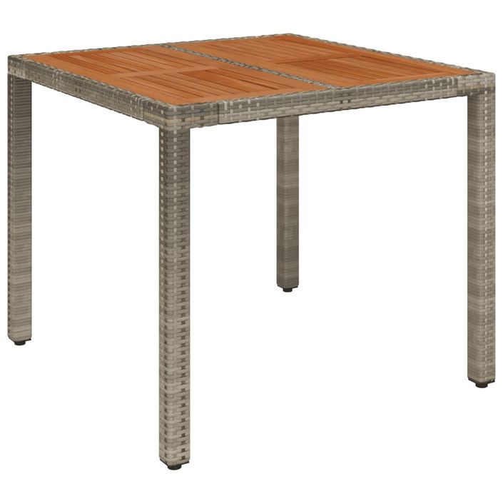 Table de jardin dessus en bois Gris 90x90x75 cm Résine tressée - Photo n°1