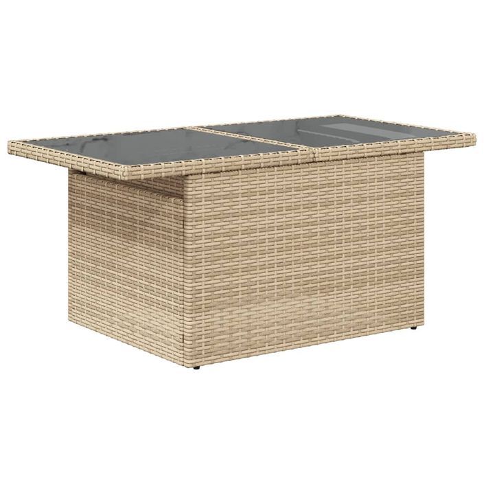 Table de jardin dessus en verre beige 100x55x73 cm poly rotin - Photo n°7