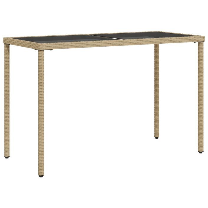 Table de jardin dessus en verre beige 115x54x74 cm poly rotin - Photo n°1