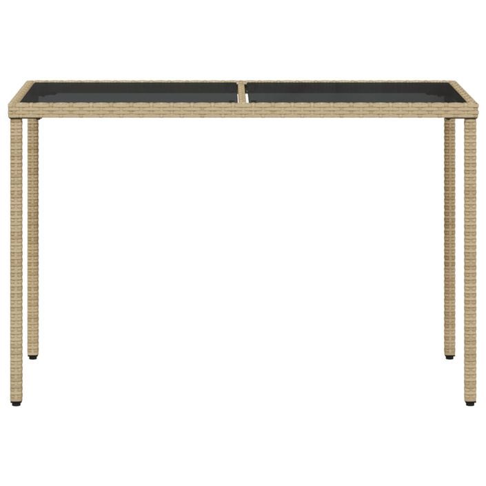 Table de jardin dessus en verre beige 115x54x74 cm poly rotin - Photo n°4