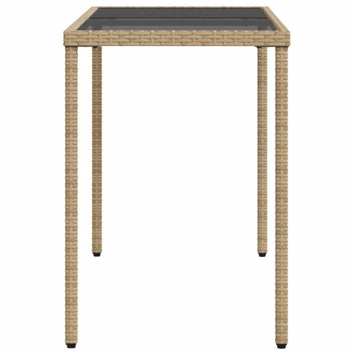 Table de jardin dessus en verre beige 115x54x74 cm poly rotin - Photo n°5