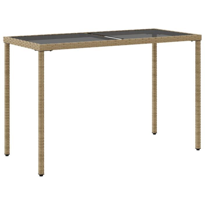 Table de jardin dessus en verre beige 115x54x74 cm poly rotin - Photo n°6