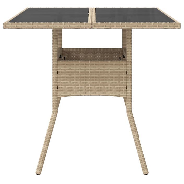 Table de jardin dessus en verre beige 80x80x75cm résine tressée - Photo n°4