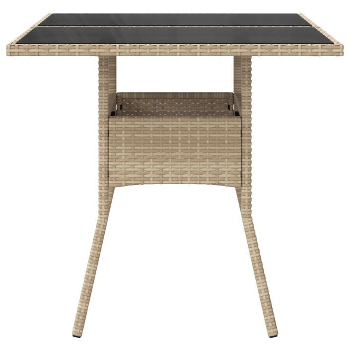 Table de jardin dessus en verre beige 80x80x75cm résine tressée - Photo n°5