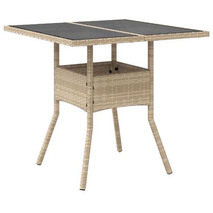 Table de jardin dessus en verre beige 80x80x75cm résine tressée - Photo n°6