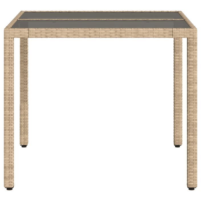 Table de jardin dessus en verre beige 90x90x75cm résine tressée - Photo n°5