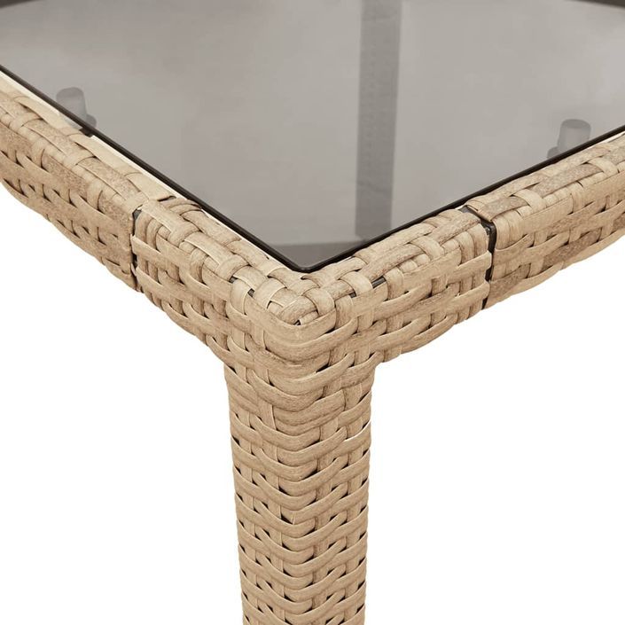 Table de jardin dessus en verre beige 90x90x75cm résine tressée - Photo n°8