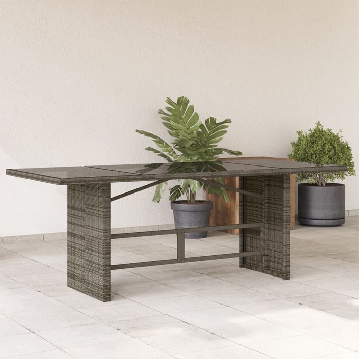 Table de jardin dessus en verre gris 190x80x74cm résine tressée - Photo n°2