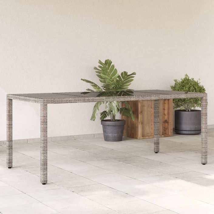 Table de jardin dessus en verre Gris 190x90x75cm Résine tressée - Photo n°2