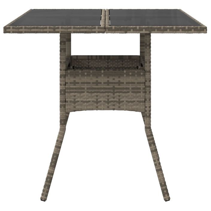 Table de jardin dessus en verre gris 80x80x75 cm résine tressée - Photo n°4