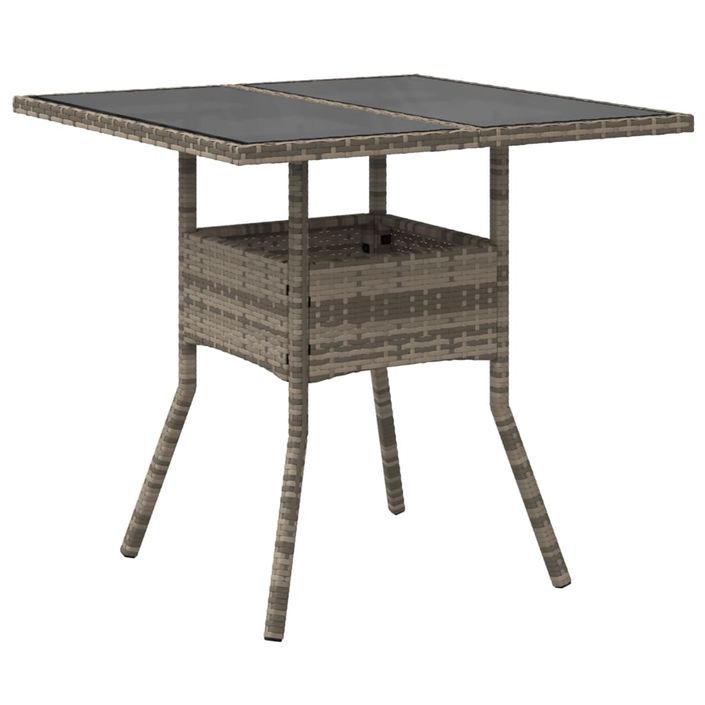 Table de jardin dessus en verre gris 80x80x75 cm résine tressée - Photo n°6