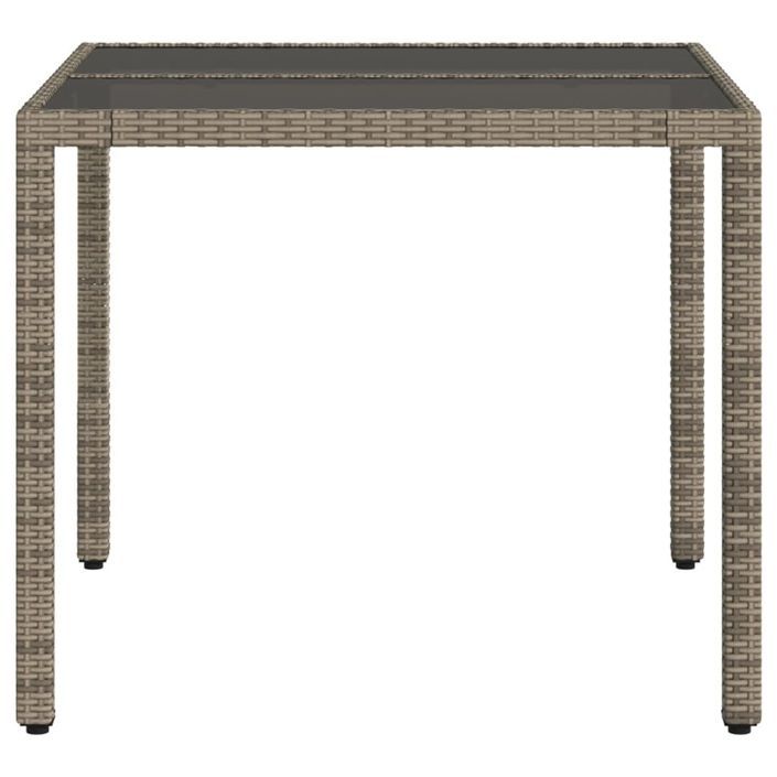 Table de jardin dessus en verre Gris 90x90x75 cm Résine tressée - Photo n°5