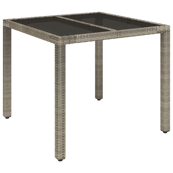 Table de jardin dessus en verre Gris 90x90x75 cm Résine tressée - Photo n°1