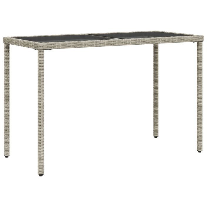 Table de jardin dessus en verre gris clair 115x54x74 cm rotin - Photo n°1