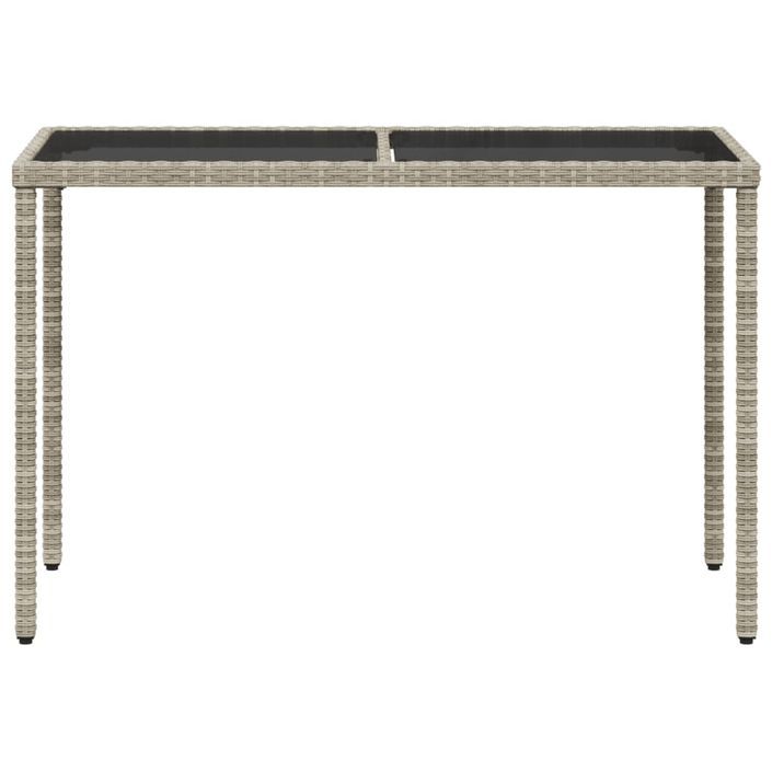 Table de jardin dessus en verre gris clair 115x54x74 cm rotin - Photo n°4