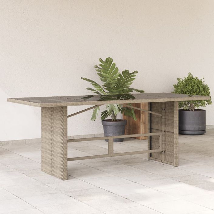 Table de jardin dessus en verre gris clair 190x80x74 cm - Photo n°2