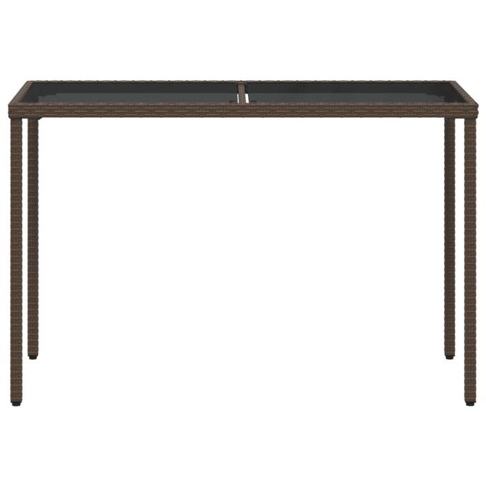 Table de jardin dessus en verre marron 115x54x74 cm poly rotin - Photo n°4