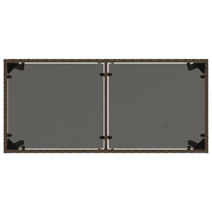 Table de jardin dessus en verre marron 115x54x74 cm poly rotin - Photo n°7