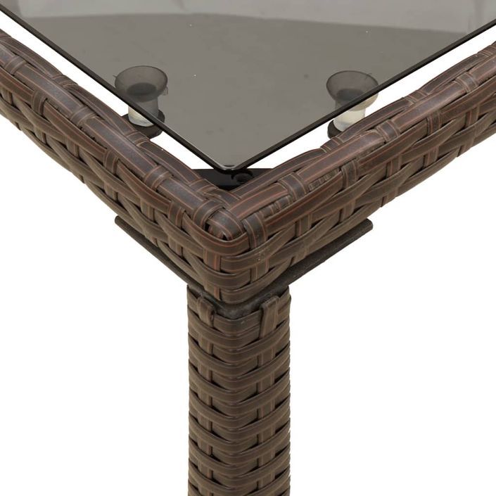 Table de jardin dessus en verre marron 115x54x74 cm poly rotin - Photo n°8