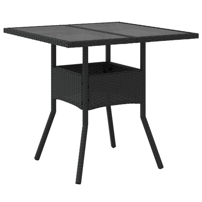 Table de jardin dessus en verre noir 80x80x75 cm résine tressée - Photo n°6