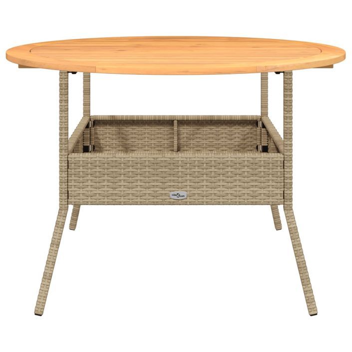 Table de jardin et dessus en bois d'acacia beige résine tressée - Photo n°5