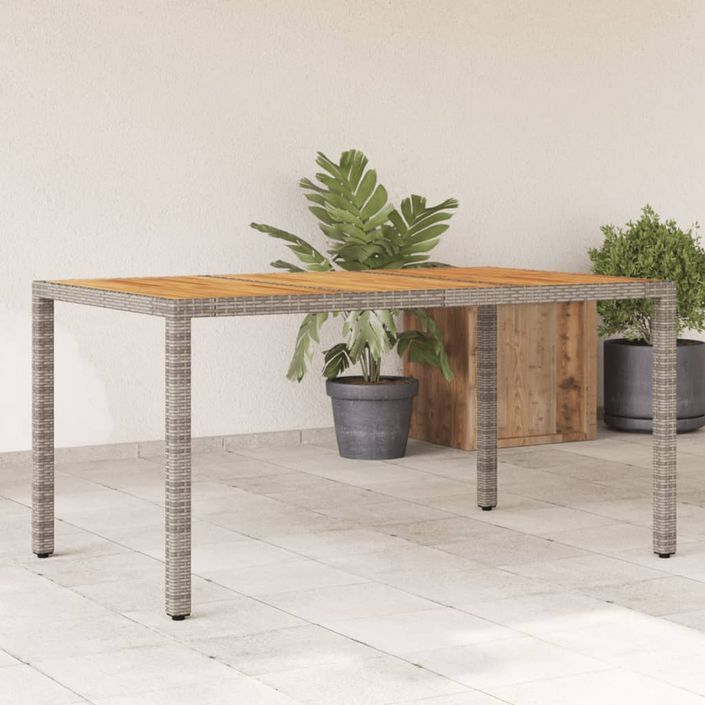 Table de jardin et dessus en bois d'acacia gris résine tressée - Photo n°2