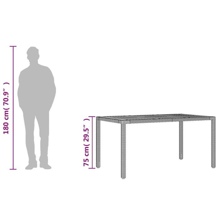 Table de jardin et dessus en bois d'acacia gris résine tressée - Photo n°10