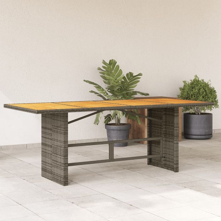 Table de jardin et dessus en bois d'acacia gris résine tressée - Photo n°1