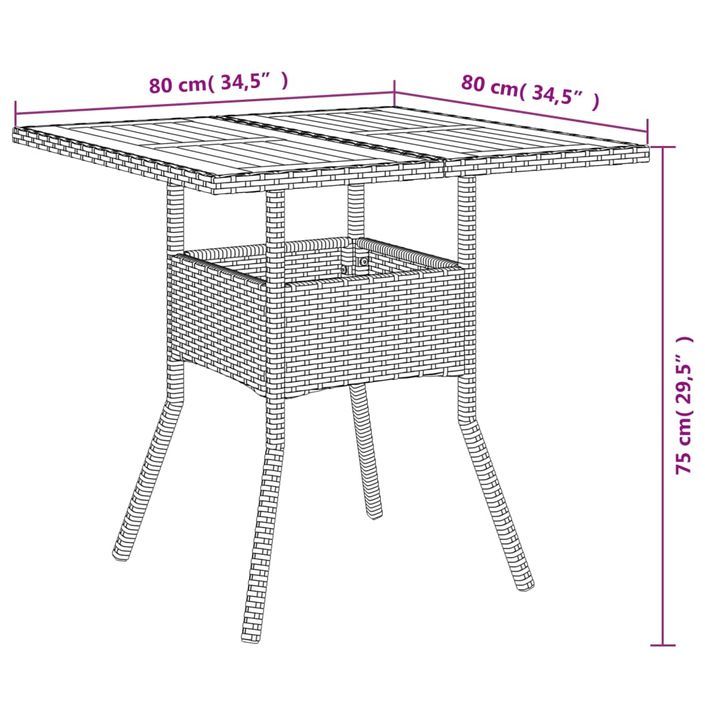 Table de jardin et dessus en bois d'acacia noir résine tressée - Photo n°11