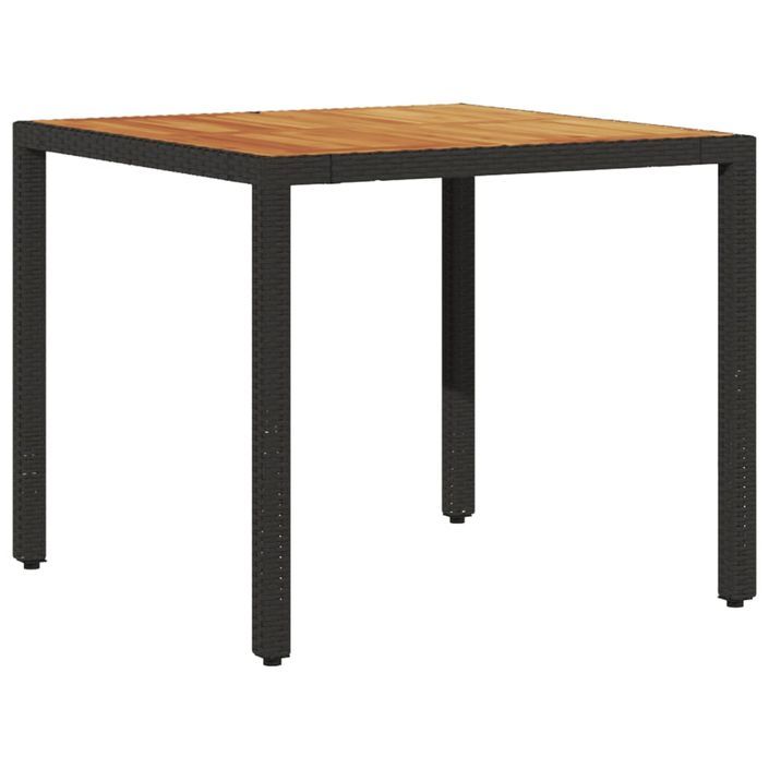 Table de jardin et dessus en bois d'acacia noir résine tressée - Photo n°1