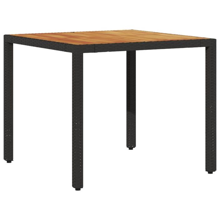 Table de jardin et dessus en bois d'acacia noir résine tressée - Photo n°6