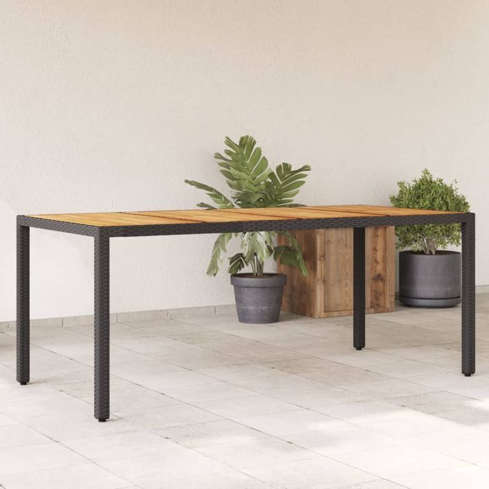 Table de jardin et dessus en bois d'acacia noir résine tressée - Photo n°2